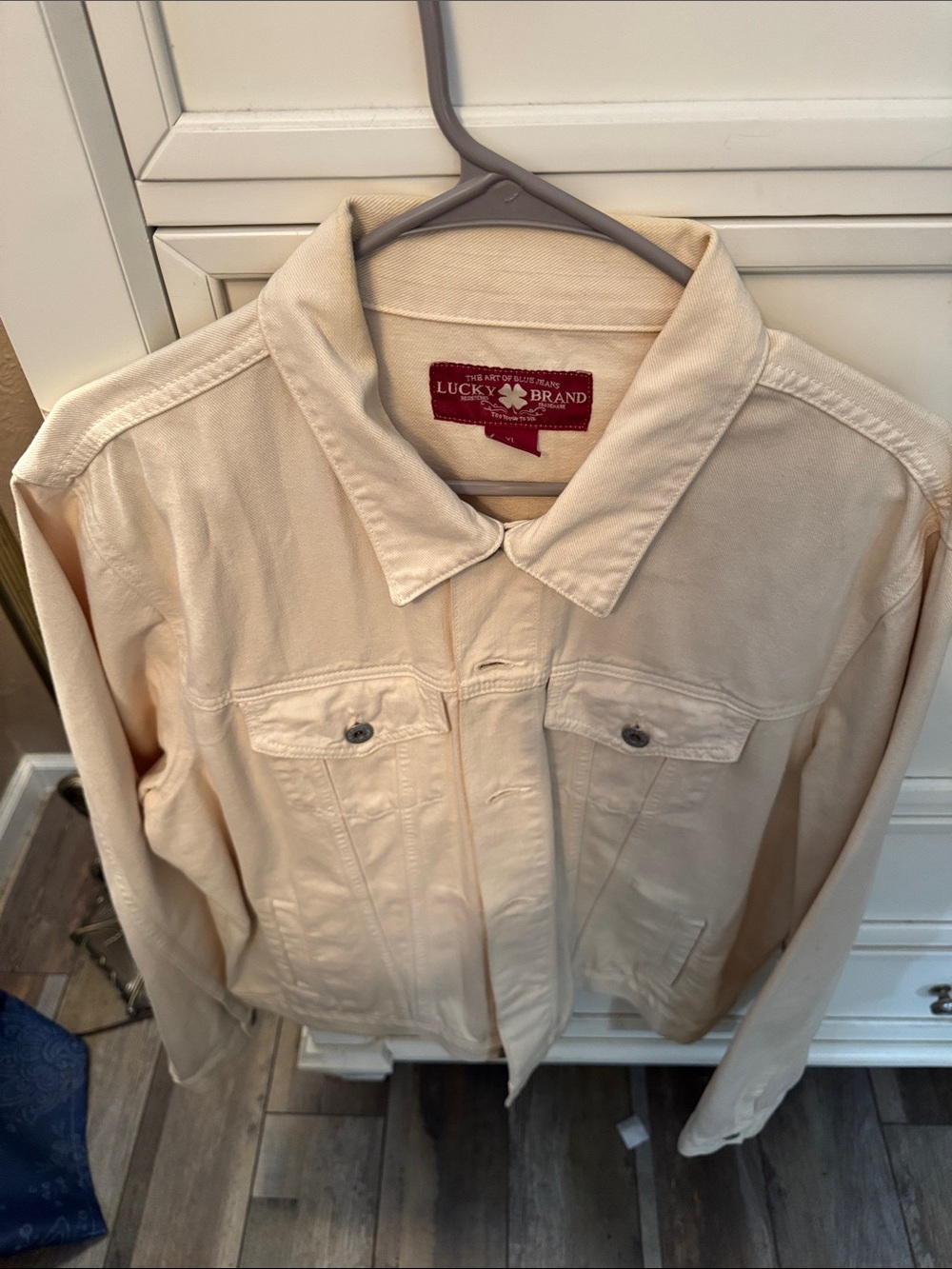 Lucky Brand Cream Jean Jacket with Chest Pockets Size XL